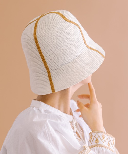 ear PAPILLONNER（イアパピヨネ）の「【SUM1 STYLE（スミスタイル）】ラインバケットハット（ハット・レディース・ブラック/ホワイト・FREE）」の3枚目の写真