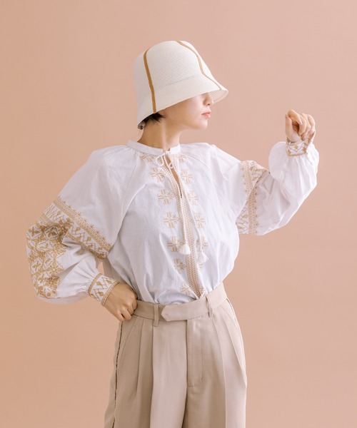 ear PAPILLONNER（イアパピヨネ）の「【SUM1 STYLE（スミスタイル）】ラインバケットハット（ハット・レディース・ブラック/ホワイト・FREE）」の8枚目の写真