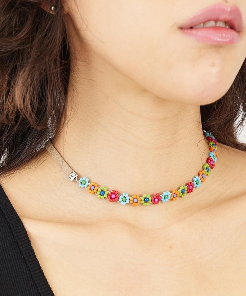 X-girl（エックスガール）の「FLOWER BEADS CHOKER（チョーカー・レディース・ブラック/マルチ・ONE SIZE）」の14枚目の写真