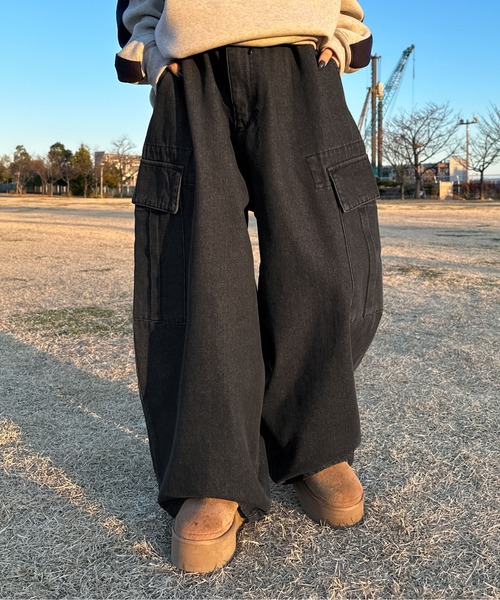 sedacle(セダクル)の「スーパーワイドデニム(カーゴパンツ・メンズ・ブラック/インディゴブルー・SMALL/MEDIUM/LARGE)」の10枚目の写真