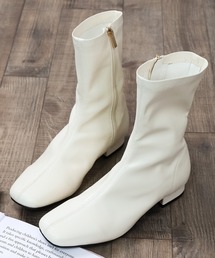 Libertydoll / スクエアトゥ ストレッチ ミドルブーツ ローヒール サイドファスナー クッションインソール 歩きやすい 疲れにくい レディース (9100)