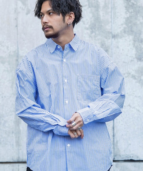 CavariA（キャバリア）の「『CavariA/キャバリア』ブロードオーバーサイズシャツ（シャツ/ブラウス・メンズ・ベージュ/ブラウン/ホワイト/ブルー/ブルー系1/モカ/ホワイト系1/ブルー系2・M/L）」の4枚目の写真