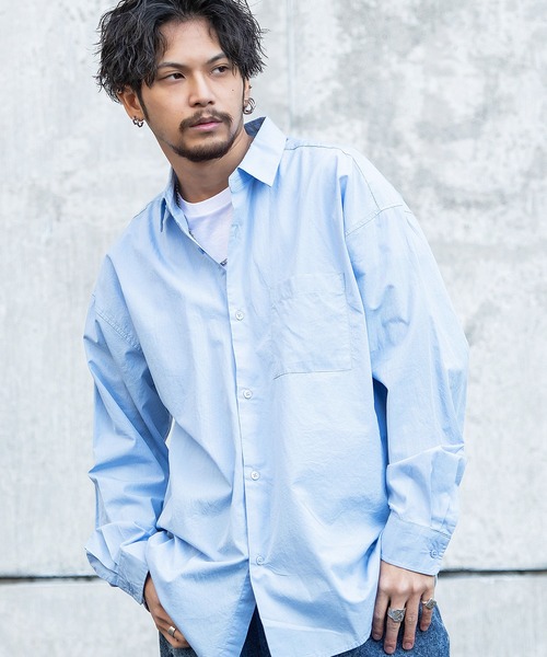 CavariA（キャバリア）の「『CavariA/キャバリア』ブロードオーバーサイズシャツ（シャツ/ブラウス・メンズ・ベージュ/ブラウン/ホワイト/ブルー/ブルー系1/モカ/ホワイト系1/ブルー系2・M/L）」の6枚目の写真