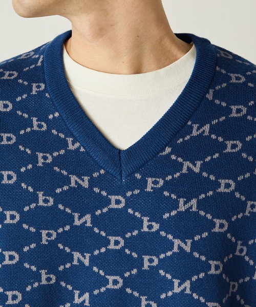 NYUDROP(ニュードロップ)の「【NYUDROP】MONOGRAM KNIT VEST / モノグラムニットベスト(ベスト・メンズ・ベージュ/イエロー/ダークブルー/ブラック・L/XL/M)」の10枚目の写真
