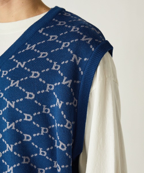 NYUDROP(ニュードロップ)の「【NYUDROP】MONOGRAM KNIT VEST / モノグラムニットベスト(ベスト・メンズ・ベージュ/イエロー/ダークブルー/ブラック・L/XL/M)」の11枚目の写真