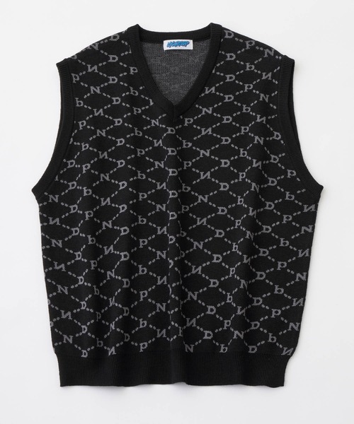 NYUDROP(ニュードロップ)の「【NYUDROP】MONOGRAM KNIT VEST / モノグラムニットベスト(ベスト・メンズ・ベージュ/イエロー/ダークブルー/ブラック・L/XL/M)」の6枚目の写真