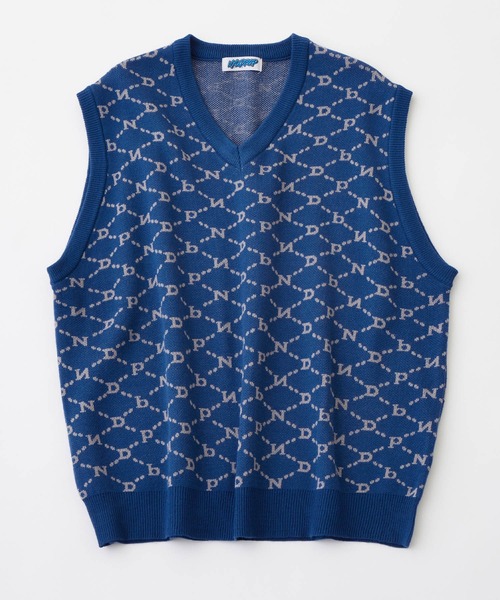 NYUDROP(ニュードロップ)の「【NYUDROP】MONOGRAM KNIT VEST / モノグラムニットベスト(ベスト・メンズ・ベージュ/イエロー/ダークブルー/ブラック・L/XL/M)」の8枚目の写真