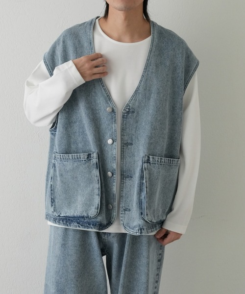 COLONY 2139（コロニートゥーワンスリーナイン）の「デニムワークベスト（ベスト・メンズ・スカイブルー/グレー・MEDIUM/LARGE）」の18枚目の写真