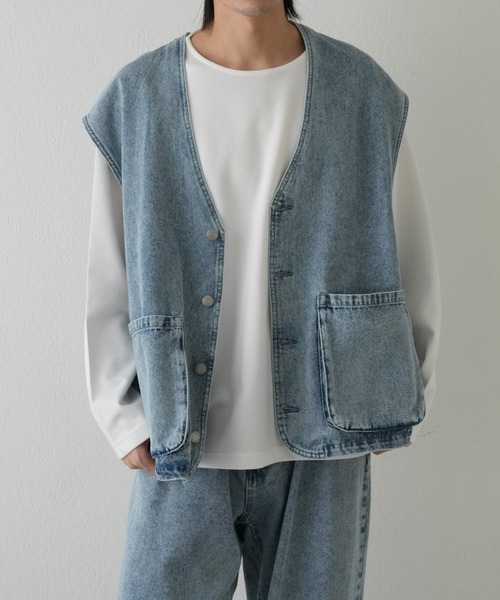 COLONY 2139（コロニートゥーワンスリーナイン）の「デニムワークベスト（ベスト・メンズ・スカイブルー/グレー・MEDIUM/LARGE）」の8枚目の写真