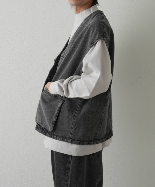 COLONY 2139（コロニートゥーワンスリーナイン）の「デニムワークベスト（ベスト・メンズ・スカイブルー/グレー・MEDIUM/LARGE）」の9枚目の写真
