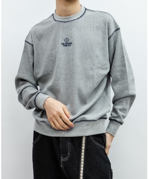 En serio TOKYO（エンソリオトーキョー）の「TCワッフル アウトステッチ リブ ロンTEE（Tシャツ/カットソー・メンズ・グレー/ブラック/オフホワイト・L/M）」の3枚目の写真