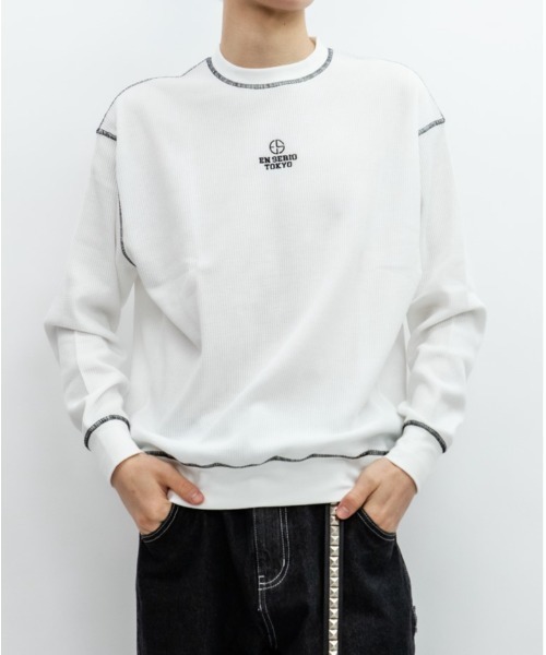 En serio TOKYO（エンソリオトーキョー）の「TCワッフル アウトステッチ リブ ロンTEE（Tシャツ/カットソー・メンズ・グレー/ブラック/オフホワイト・L/M）」の6枚目の写真