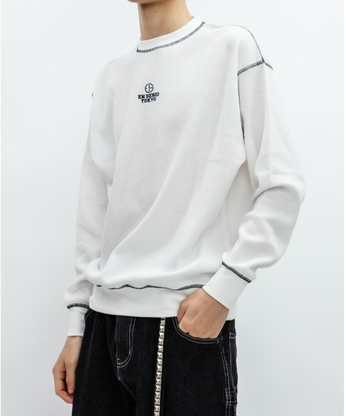 En serio TOKYO（エンソリオトーキョー）の「TCワッフル アウトステッチ リブ ロンTEE（Tシャツ/カットソー・メンズ・グレー/ブラック/オフホワイト・L/M）」の7枚目の写真