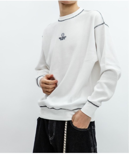 En serio TOKYO（エンソリオトーキョー）の「TCワッフル アウトステッチ リブ ロンTEE（Tシャツ/カットソー・メンズ・グレー/ブラック/オフホワイト・L/M）」の8枚目の写真
