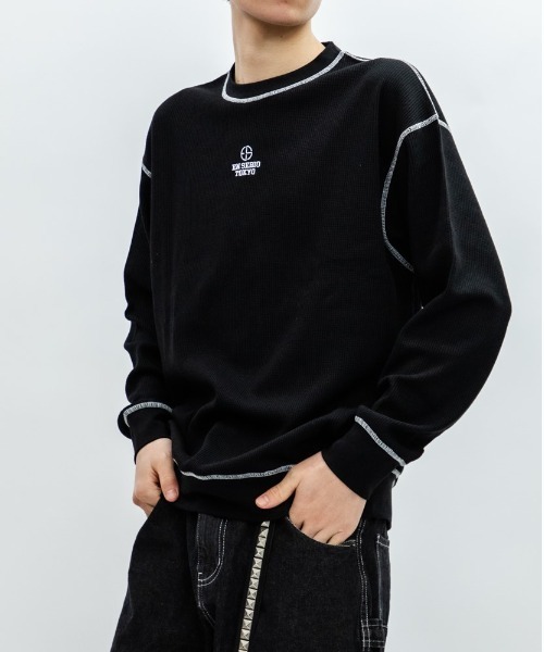 En serio TOKYO（エンソリオトーキョー）の「TCワッフル アウトステッチ リブ ロンTEE（Tシャツ/カットソー・メンズ・グレー/ブラック/オフホワイト・L/M）」の14枚目の写真