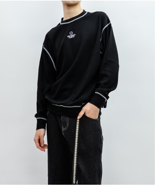 En serio TOKYO（エンソリオトーキョー）の「TCワッフル アウトステッチ リブ ロンTEE（Tシャツ/カットソー・メンズ・グレー/ブラック/オフホワイト・L/M）」の18枚目の写真