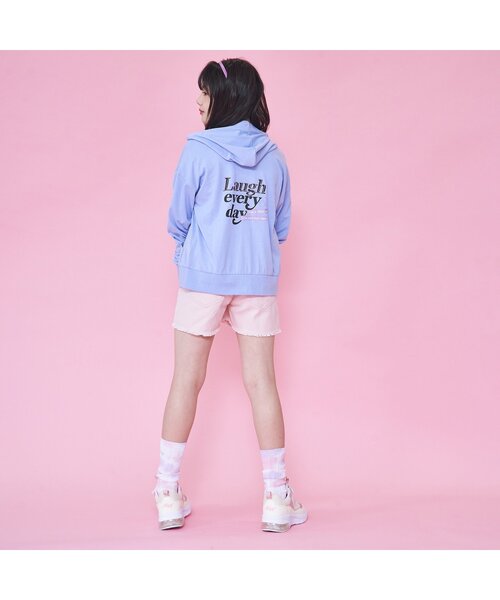 algy（アルジー）の「ガーリーロゴUVカットパーカー（パーカー・キッズ・ブルー/ピンク/オフホワイト・MEDIUM/X-SMALL/XX-SMALL/SMALL）」の5枚目の写真