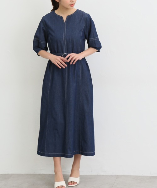 Honeys（ハニーズ）の「デニムワンピース（ワンピース・レディース・ライトインディゴブルー/インディゴブルー・S/L/LL/M/3L）」の6枚目の写真