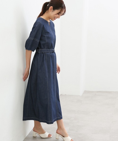 Honeys（ハニーズ）の「デニムワンピース（ワンピース・レディース・ライトインディゴブルー/インディゴブルー・S/L/LL/M/3L）」の3枚目の写真