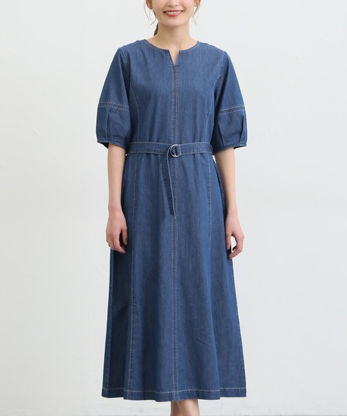Honeys（ハニーズ）の「デニムワンピース（ワンピース・レディース・ライトインディゴブルー/インディゴブルー・S/L/LL/M/3L）」の7枚目の写真
