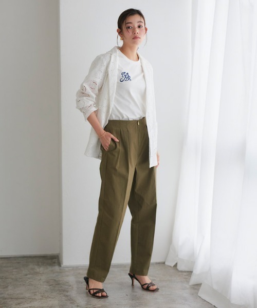 Pierrot(ピエロ)の「シルケット刺繍Tシャツ(Tシャツ/カットソー・レディース・ホワイト×ホワイト/ブラック×ブラック/ホワイト×ネイビー/ネイビー×ホワイト・M/L)」の10枚目の写真
