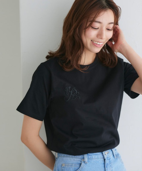 Pierrot(ピエロ)の「シルケット刺繍Tシャツ(Tシャツ/カットソー・レディース・ホワイト×ホワイト/ブラック×ブラック/ホワイト×ネイビー/ネイビー×ホワイト・M/L)」の16枚目の写真