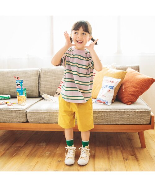 BREEZE(ブリーズ)の「マルチボーダーTシャツ(Tシャツ/カットソー・キッズ・サックスブルー/イエロー/ラベンダー・130/140/110/100/120/80/90)」の18枚目の写真