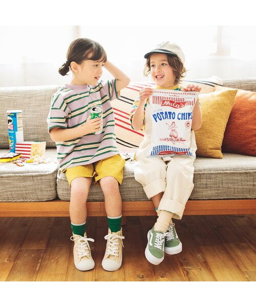 BREEZE(ブリーズ)の「マルチボーダーTシャツ(Tシャツ/カットソー・キッズ・サックスブルー/イエロー/ラベンダー・130/140/110/100/120/80/90)」の10枚目の写真