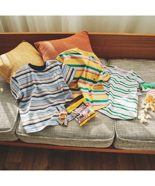BREEZE(ブリーズ)の「マルチボーダーTシャツ(Tシャツ/カットソー・キッズ・サックスブルー/イエロー/ラベンダー・130/140/110/100/120/80/90)」の13枚目の写真