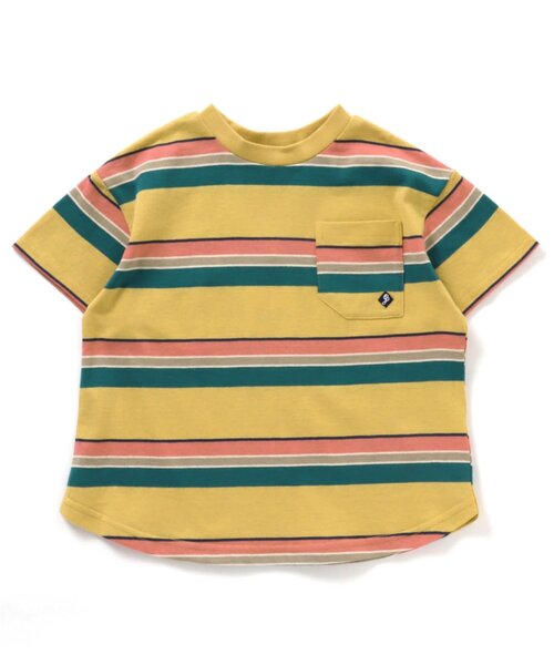 BREEZE(ブリーズ)の「マルチボーダーTシャツ(Tシャツ/カットソー・キッズ・サックスブルー/イエロー/ラベンダー・130/140/110/100/120/80/90)」の5枚目の写真