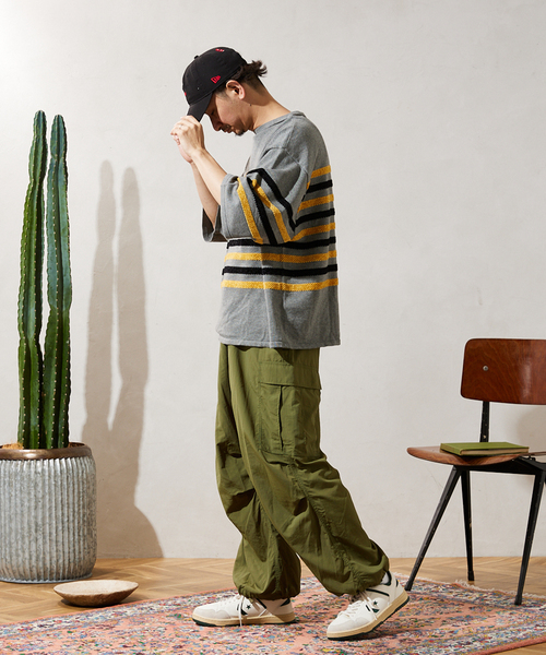 JOURNAL STANDARD relume（ジャーナルスタンダード　レリューム）の「モールヤーンボーダーバスクニット（ニット/セーター・メンズ・チャコールグレー/ホワイト/カーキ・MEDIUM/LARGE）」の5枚目の写真