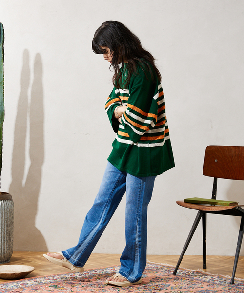 JOURNAL STANDARD relume（ジャーナルスタンダード　レリューム）の「モールヤーンボーダーバスクニット（ニット/セーター・メンズ・チャコールグレー/ホワイト/カーキ・MEDIUM/LARGE）」の14枚目の写真