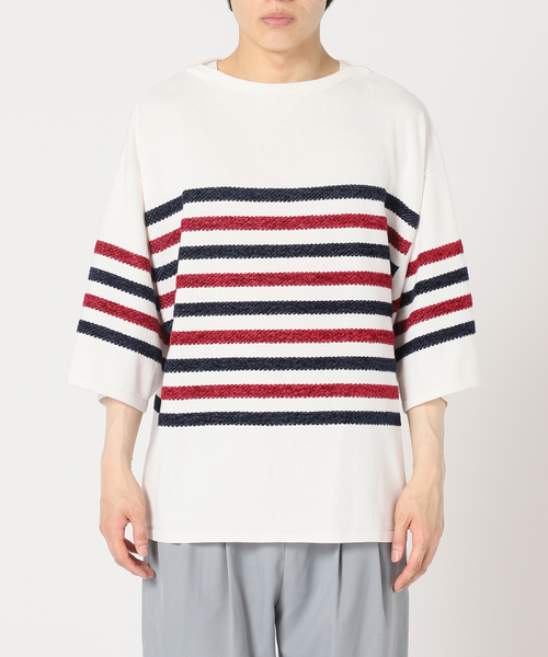 JOURNAL STANDARD relume（ジャーナルスタンダード　レリューム）の「モールヤーンボーダーバスクニット（ニット/セーター・メンズ・チャコールグレー/ホワイト/カーキ・MEDIUM/LARGE）」の17枚目の写真