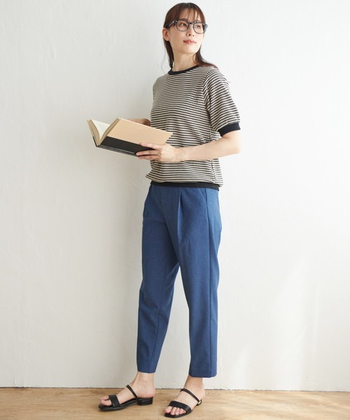 ikka（イッカ）の「ハニカム柄ジャガードカットソー（Tシャツ/カットソー・レディース・スカイブルー/ブラック/オレンジ/ベージュ・S/M/L）」の11枚目の写真