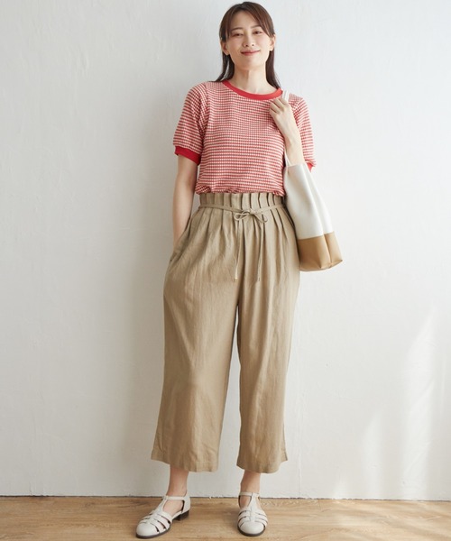 ikka（イッカ）の「ハニカム柄ジャガードカットソー（Tシャツ/カットソー・レディース・スカイブルー/ブラック/オレンジ/ベージュ・S/M/L）」の12枚目の写真