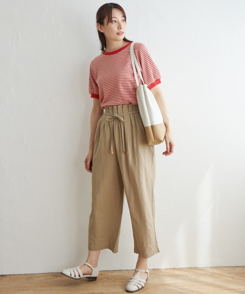 ikka（イッカ）の「ハニカム柄ジャガードカットソー（Tシャツ/カットソー・レディース・スカイブルー/ブラック/オレンジ/ベージュ・S/M/L）」の8枚目の写真