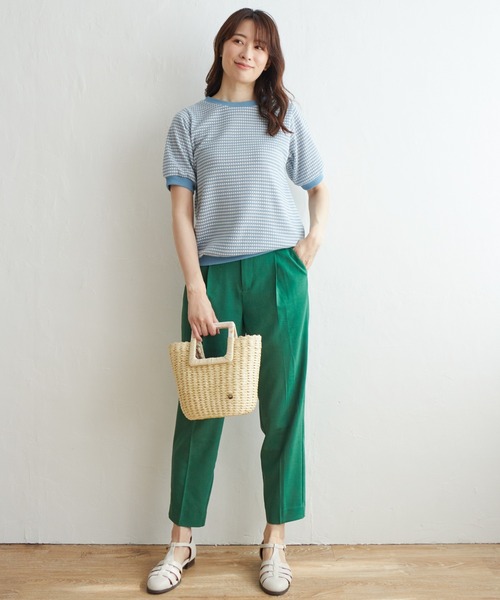 ikka（イッカ）の「ハニカム柄ジャガードカットソー（Tシャツ/カットソー・レディース・スカイブルー/ブラック/オレンジ/ベージュ・S/M/L）」の13枚目の写真