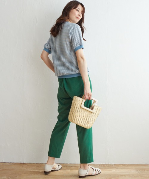 ikka（イッカ）の「ハニカム柄ジャガードカットソー（Tシャツ/カットソー・レディース・スカイブルー/ブラック/オレンジ/ベージュ・S/M/L）」の9枚目の写真