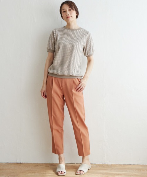 ikka（イッカ）の「ハニカム柄ジャガードカットソー（Tシャツ/カットソー・レディース・スカイブルー/ブラック/オレンジ/ベージュ・S/M/L）」の10枚目の写真