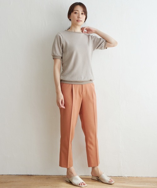 ikka（イッカ）の「ハニカム柄ジャガードカットソー（Tシャツ/カットソー・レディース・スカイブルー/ブラック/オレンジ/ベージュ・S/M/L）」の5枚目の写真