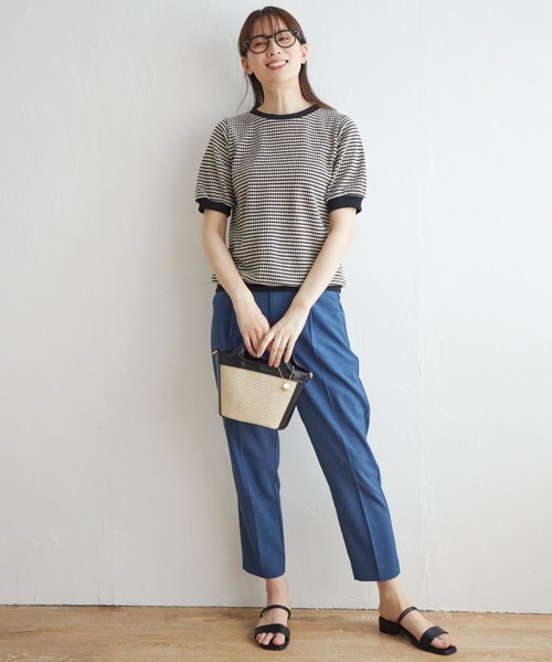 ikka（イッカ）の「ハニカム柄ジャガードカットソー（Tシャツ/カットソー・レディース・スカイブルー/ブラック/オレンジ/ベージュ・S/M/L）」の6枚目の写真