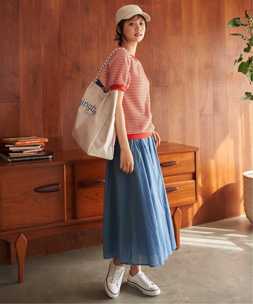 ikka（イッカ）の「ハニカム柄ジャガードカットソー（Tシャツ/カットソー・レディース・スカイブルー/ブラック/オレンジ/ベージュ・S/M/L）」の22枚目の写真