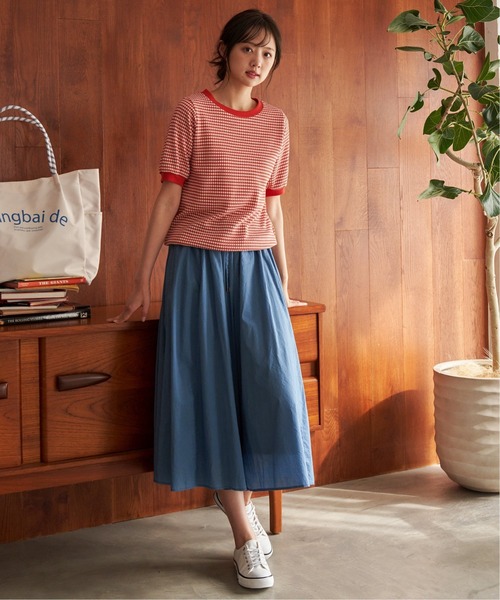 ikka（イッカ）の「ハニカム柄ジャガードカットソー（Tシャツ/カットソー・レディース・スカイブルー/ブラック/オレンジ/ベージュ・S/M/L）」の20枚目の写真