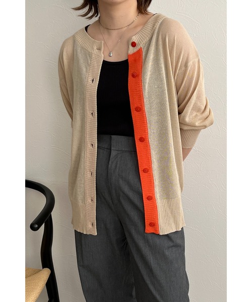 palm RICHE（ポームリシュ）の「前後2WAYバイカラーポイントシアーニットカーデ（カーディガン/ボレロ）」 WEAR