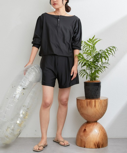 CIAOPANIC TYPY（チャオパニックティピー）の「【WEB限定】2WAYカバーアップダルラッシュガード（ラッシュガード・レディース・ドット/カーキ/ブラック・MEDIUM/LARGE）」の10枚目の写真