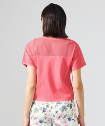 チャコット　メッシュコンビニットTシャツ　コーラル Chacott（チャコット）の「【ノーソーイングニット】コンビ
