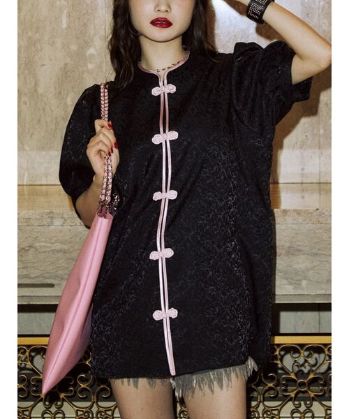 jouetie（ジュエティ）の「ボリュームスリーブチャイナシャツ（シャツ/ブラウス・レディース・ブラック/パープル/ブルー/アイボリー・MEDIUM）」の7枚目の写真