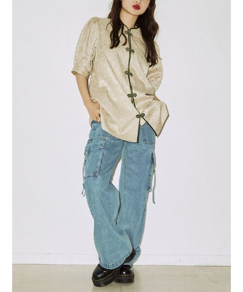 jouetie（ジュエティ）の「ボリュームスリーブチャイナシャツ（シャツ/ブラウス・レディース・ブラック/パープル/ブルー/アイボリー・MEDIUM）」の11枚目の写真