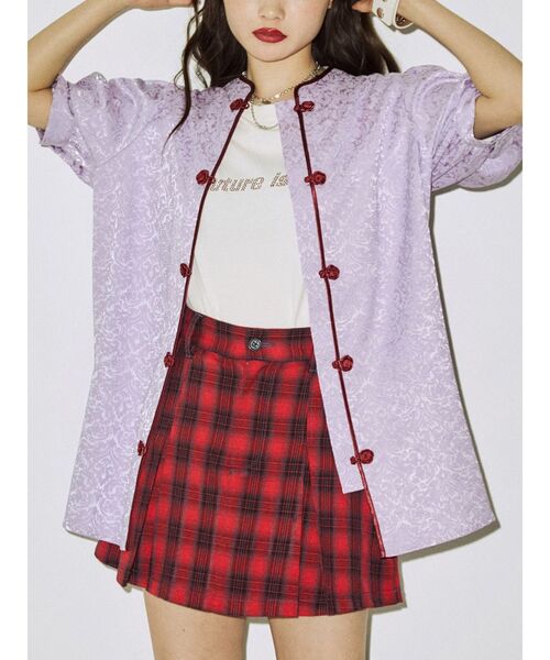 jouetie（ジュエティ）の「ボリュームスリーブチャイナシャツ（シャツ/ブラウス・レディース・ブラック/パープル/ブルー/アイボリー・MEDIUM）」の21枚目の写真