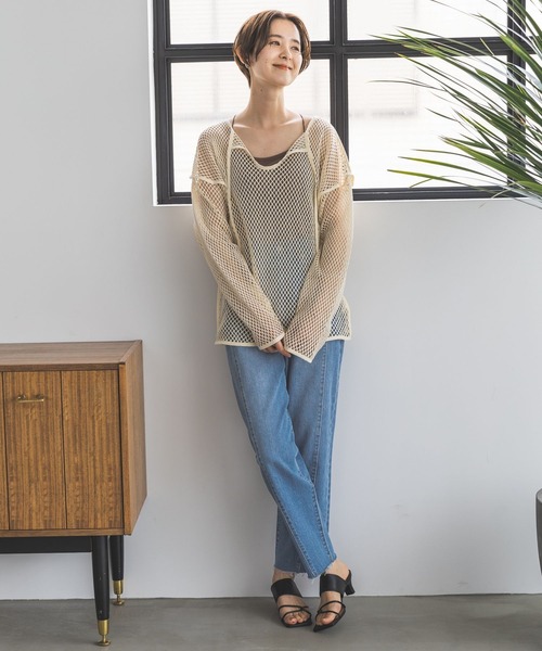 LEPSIM(レプシィム)の「パイピングメッシュプルオーバー 704334(Tシャツ/カットソー・レディース・ブラック/アイボリー・FREE)」の4枚目の写真